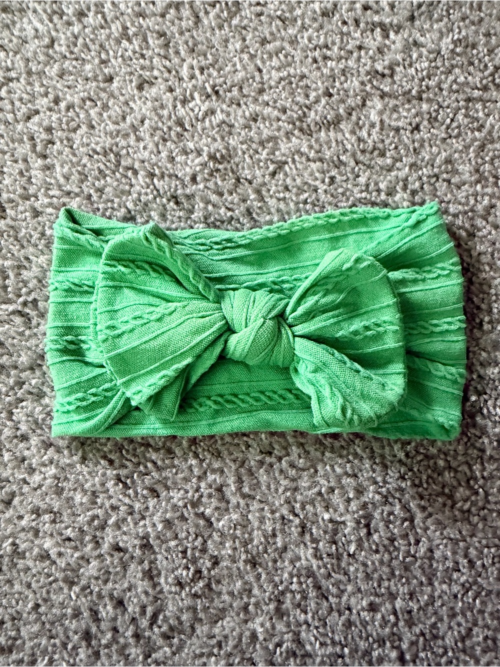 Kids Knit Bow Headband in Green